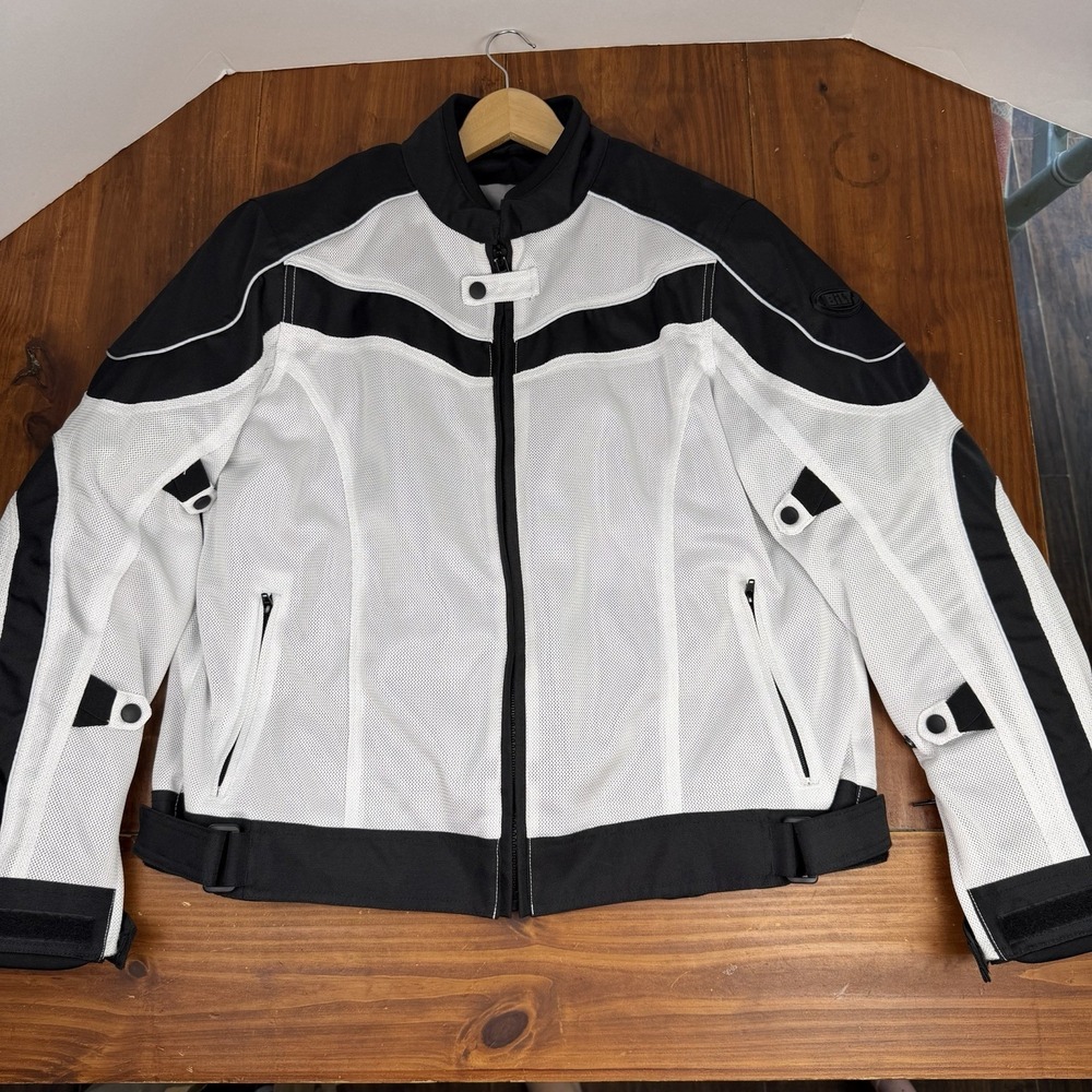BILT Techno 2 Women's Mesh Motorcycle Jacket 2XL Black White Armored Padded